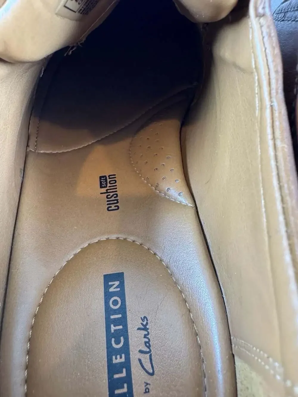 Clarks Tilden Walk Mens 9 M Dark Tan Brown Leather Oxford Dress Shoes